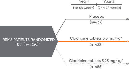 Figure showing the study design and the randomization of the phase 3 pivotal trial CLARITY