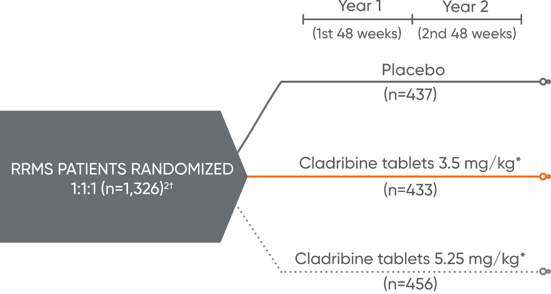 Figure showing the study design and the randomization of the phase 3 pivotal trial CLARITY