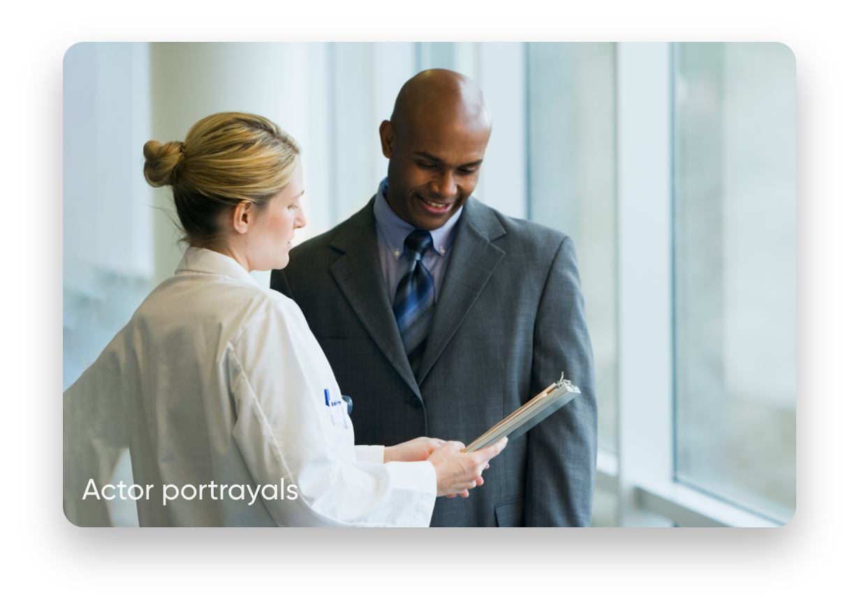 Healthcare professional and a man talking